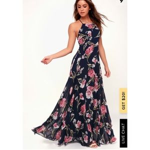Floral print lace up maxi